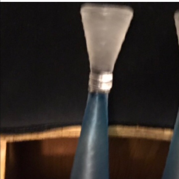 2 New Italian Glass Champagne Flute Blue Clear 9 3/4” Tall - Picture 7 of 16